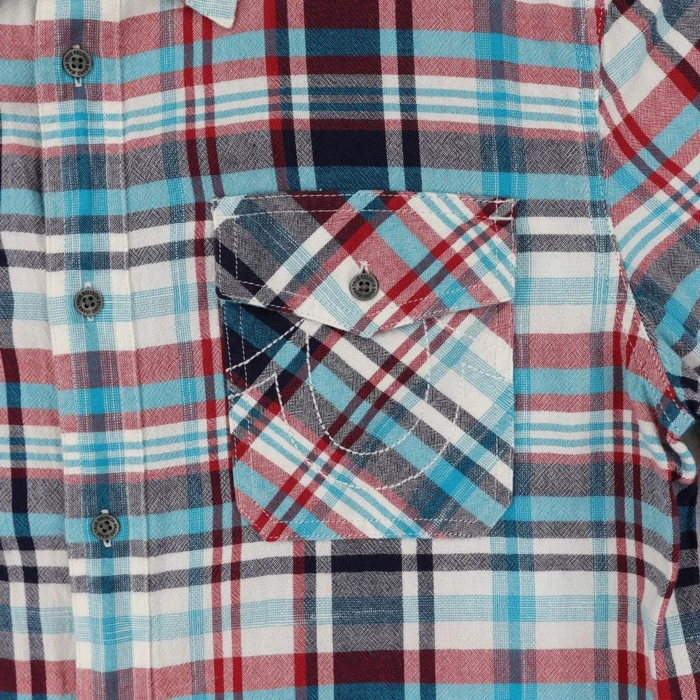 True Religion LS Utility Shirt Mens Large Multicolor Plaid Western Cotton